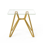 35.4 Inch Square Tempered Glass Dining Table Suitable For 2 To 4 People Space Saving Small Kitchen Dining Table Equipped With Sturdy Metal Table Legs Suitable For Dining Room Living Room Gold