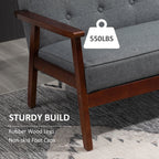 HOMCOM Modern Upholstered 2-Seat Loveseat Sofa with Linen-Touch Fabric and Rubberwood Legs, Grey