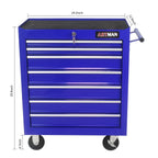 7-Drawer Metal Rolling Tool Chest with Wheels, Tool Storage Cabinet with Locking System, Toolbox with Wheels for Garage, Warehouse, Workshop, Repair Shop, Red