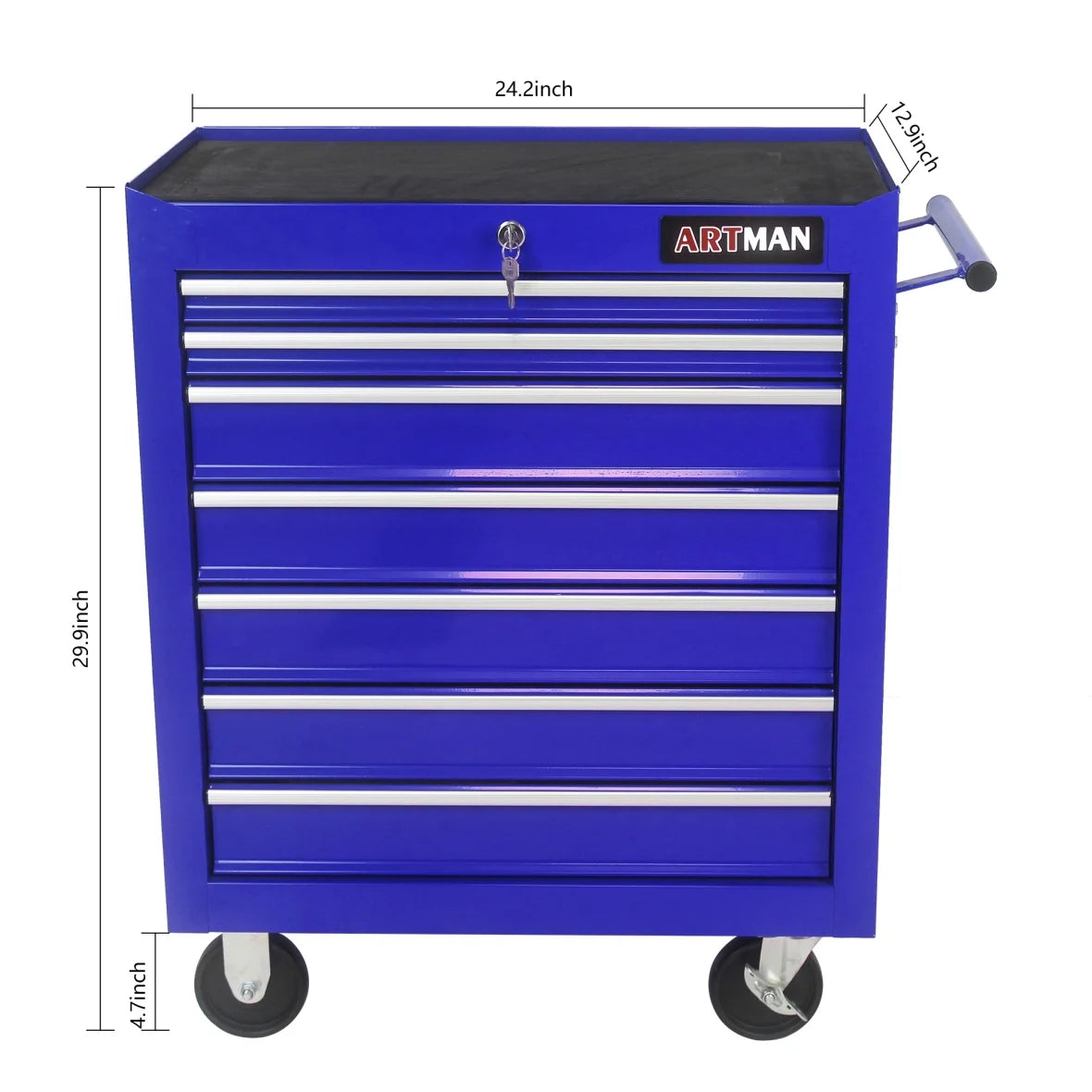 7-Drawer Metal Rolling Tool Chest with Wheels, Tool Storage Cabinet with Locking System, Toolbox with Wheels for Garage, Warehouse, Workshop, Repair Shop, Red