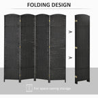 Privacy Screen HOMCOM Room Divider, 4 Panel Folding Privacy Screen, 5.6' Tall Freestanding Partition for Home Office, Bedroom, Black,Outdoor Privacy Screen