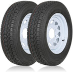 WEIZE ST175/80D13 Trailer Tires With 13" White Wheel - 5 on 4-1/2 - Load Range C, 6PLY, Set Of 2