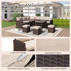 AECOJOY 7 Piece Patio Furniture Set PE Rattan Outdoor Dining Set Sectional Sofa Couch with Table Patio Conversation Set in Gray
