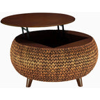 Gallerie Decor Bali Breeze Round Transitional Wood Coffee Table in Silver