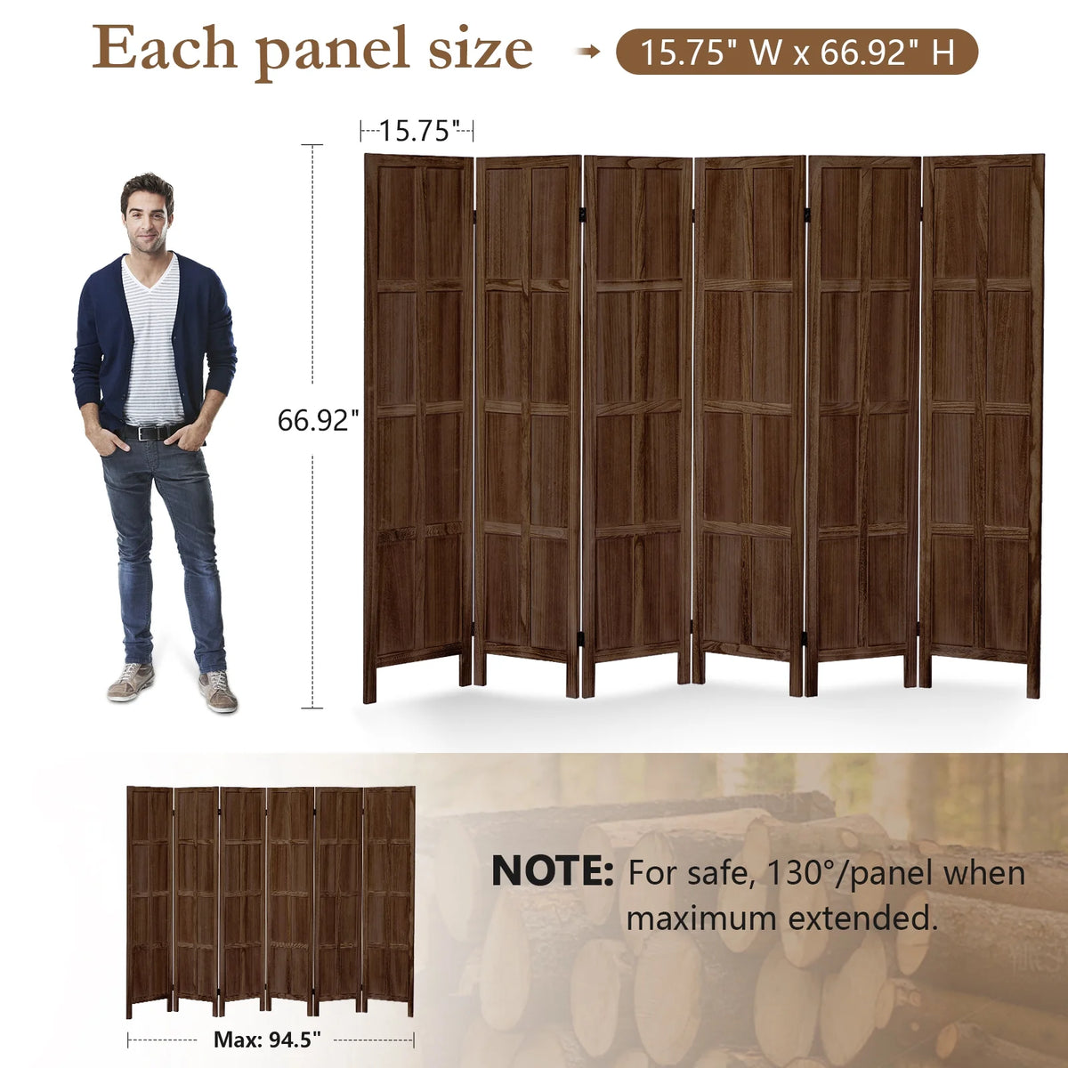 Aletheiawu 4 Panel Room Divider Wall and Folding Privacy Screens��No Installation Required��White