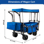 VECUKTY Collapsible Garden Wagon Cart with Removable Canopy Black