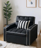 Gewnee 55'' Modern Convertible Velvet Sofa Bed with Pull-Out Twin Bed, Adjustable Backrest for Living Room, Office (Dark Gray)