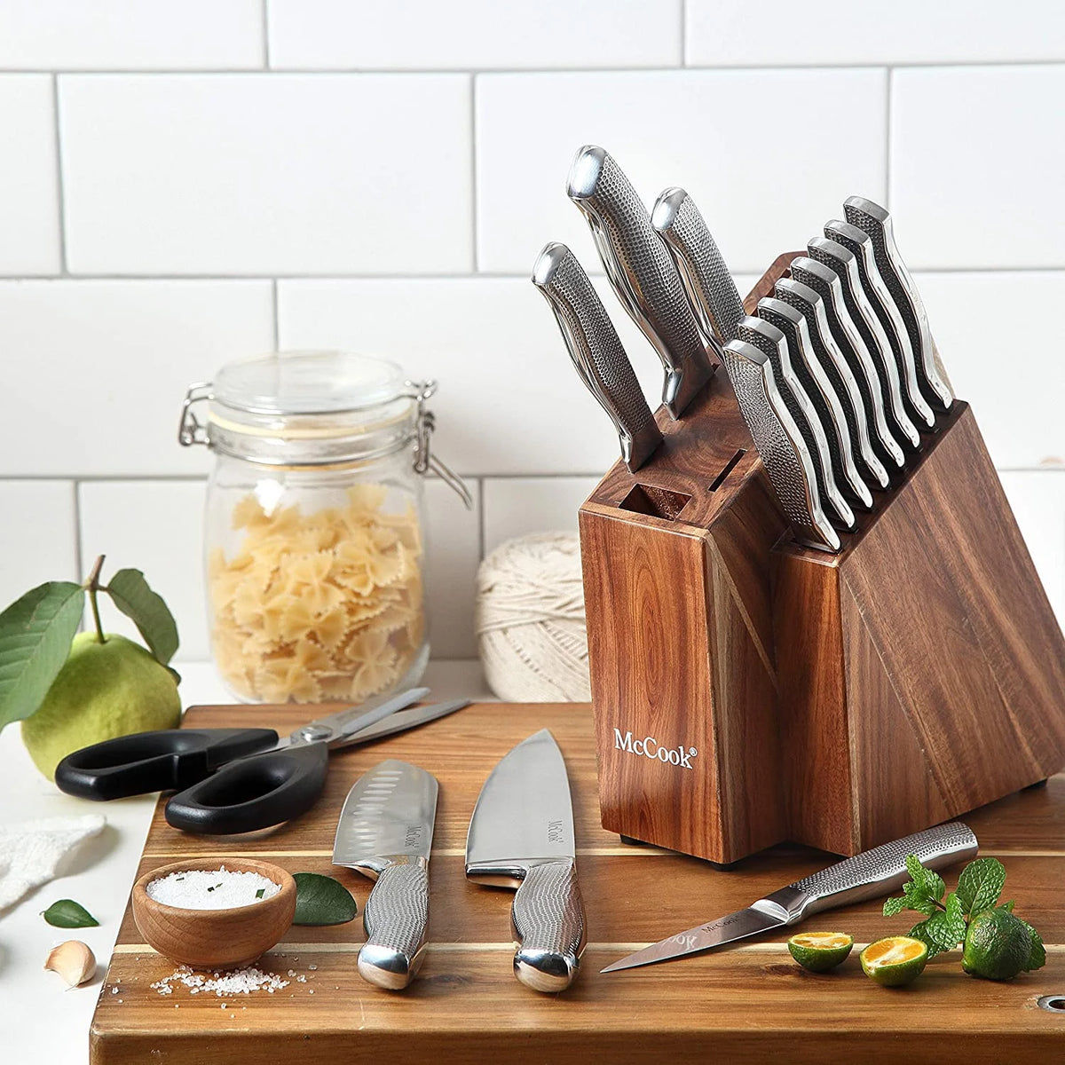 McCook MC20 17pcs Kitchen Knife Set with Block Cutlery Knife Block Set Stainless Steel