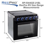 RecPro 17 Inch 3 Burner Propane RV Stove Gas Range without Hood, Silver