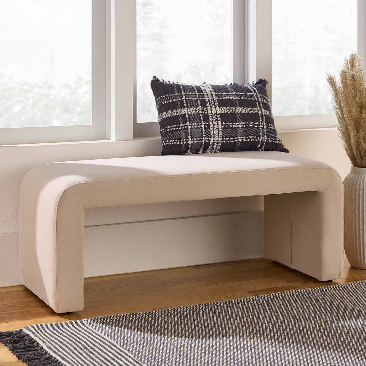 Better Homes & Gardens Juliet Velvet Waterfall Bench, Beige