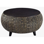 Gallerie Decor Bali Breeze Round Transitional Wood Coffee Table in Silver