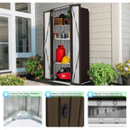 AECOJOY Outdoor Storage Cabinet for Garden & Patio, a Metal Organizer with Doors and Shelves in Gray