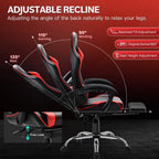 JONPONY Big and Tall 500LBS Gaming Chair, Ergonomic Design, Gamer Chair PU Leather with Footrest and Lumbar Support, High Back Office Chair Support 8 Hours Long Sitting,Red Computer Chair,Red