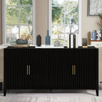 Black Accent Cabinet, Atumon Storage Cabinet Furniture, Modern Buffet Sideboard, Wooden Accent Cabinet with 3 Doors, Accent Storage Cabinet for Entryway Hallway Living Room, 48"L x 17.7"W x 31.9"H