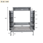 Aukfa Queen Size Murphy Bed with 5-Tier Storage Shelf & LED Lights, Foldable Wall Bed Cabinet with Mattress Support, Space-Saving Design for Guest Room/Home Office, Gray