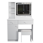 Wohh MDF Makeup Vanity with LED Mirror, Dressing Table and 5 Drawers, White