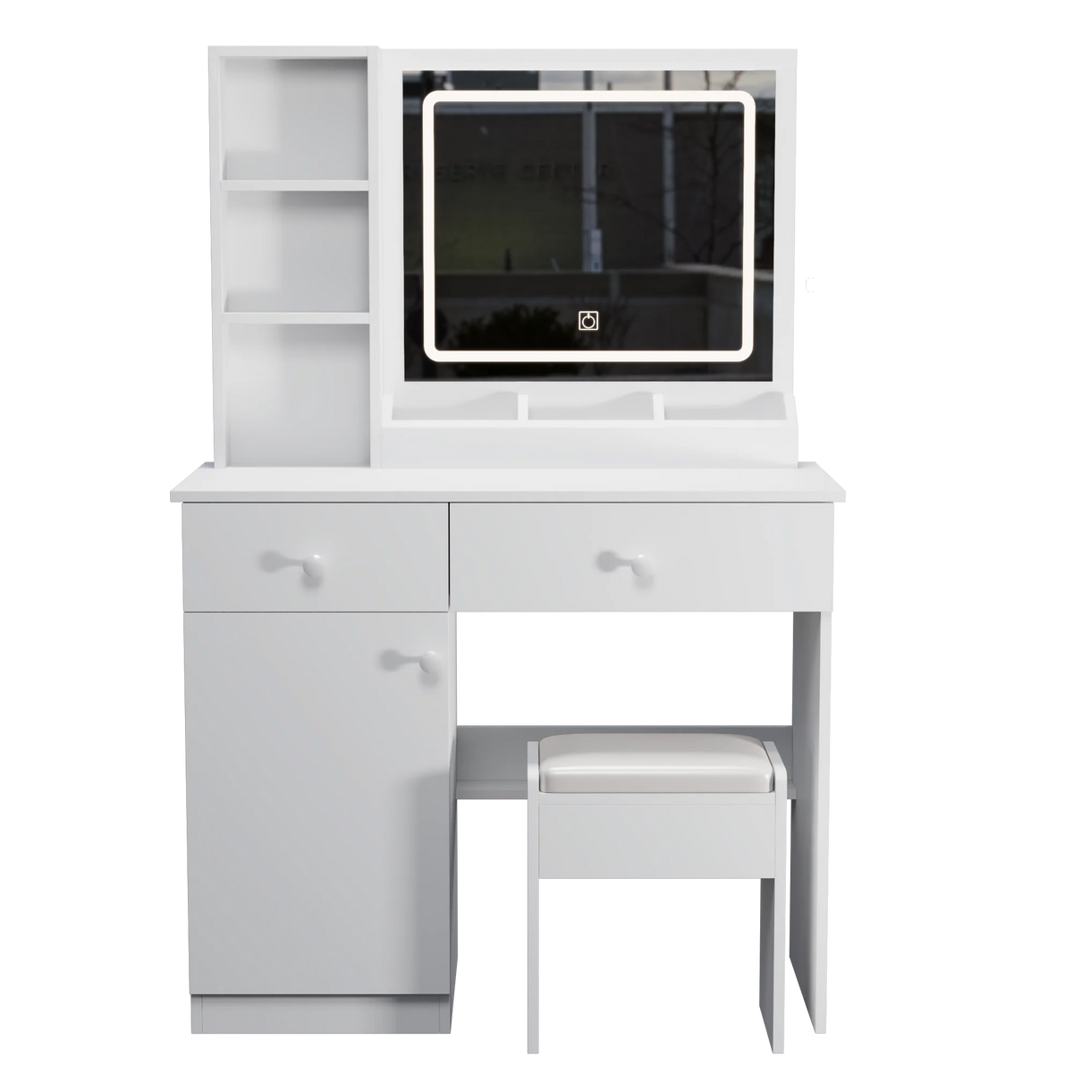 Wohh MDF Makeup Vanity with LED Mirror, Dressing Table and 5 Drawers, White