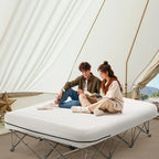 Queen Air Mattress with Frame & Built-in Pump – 2-Person Blow Up Camping Mattress Supports 600lbs – Elevated Inflatable Bed for Guests, Travel & Home Use – Quick Inflation/Deflation
