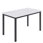 5 Piece Dining Room Table Set, Modern Dining Table Sets with Gray Velvet Upholstered Chairs for 4, Faux Marble Pattern Rectangle Kitchen Table Set for Bar Living Room Breakfast Nook Small Space