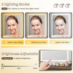 EnHomee Farmhouse Vanity Desk with Mirror and Lights White Vanity with Lighted Mirror Makeup Vanity Set with RGB Cabinets and Storage Drawers