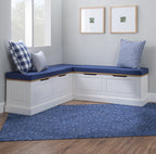 Linon Romero Backless Corner Nook with Storage, 5-Piece Cushion Set, Natural/White/Beige
