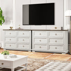 FAGAGA 6 Drawers Dresser for Living Room,Storage Cabinet Wooden Dressers Organizer for Bedroom,White