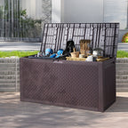 Ktaxon 90 gal Outdoor Garden Plastic Storage Deck Box Gray