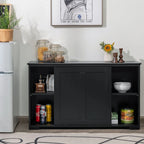 Costway Kitchen Storage Cabinet Sideboard Buffet Cupboard Wood Sliding Door Pantry White
