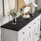 Homfa 55.1'' W Farmhouse Storage Cabinet, 4-Doors 2-Drawers Wood Sideboard with Adjustable Shelves for Kitchen Dining Room, White