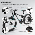Ambifirner 26" Fat Tire Mountain Bike with Full Suspension - 4" Wide All-Terrain Tires & Shimano 21-Speed Drivetrain - Outdoor Bike for Men/Women 85% Pre-Assembled Durable Design