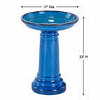 Smart Solar 207104-BT Aviatra Ceramic Traditional Garden Bird Bath, Bright Blue