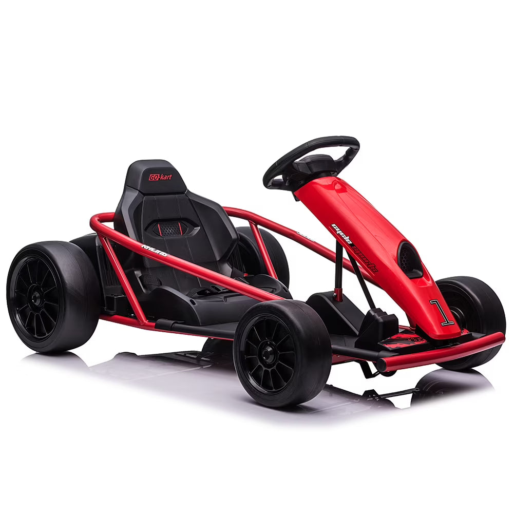 Kojooin Go Kart for Kids,24V Battery 300WX2 Motors Pedal On Foot Go Cart,8MPH High Speed Drifting Car with Slow Start Function,Rose red