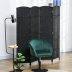 Privacy Screen HOMCOM Room Divider, 4 Panel Folding Privacy Screen, 5.6' Tall Freestanding Partition for Home Office, Bedroom, Black,Outdoor Privacy Screen