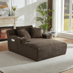 Lovableguy Oversized Chaise Lounge Chair Indoor,Comfy Deep seat Lounge Sofa with Cup Holders and Storage Pockets,Sleeper Sofa Bed for Living Room,Bedroom,No Assembly Required,Cream