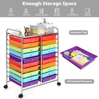 Costway 20 Drawer Rolling Storage Cart Tools Scrapbook Paper Office School Organizer Yellow
