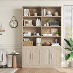 Homfa 73�� Tall Bookcases with Doors, 8 Cubes 6-Tier Double Row Bookshelf, White Bookcase for Living Room Home Office