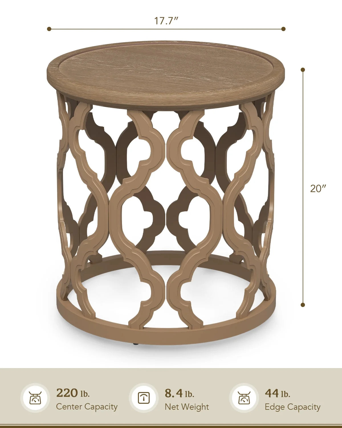 Bestco 30" Farmhouse Coffee Table, Round French Country Coffee Table, Distressed Wood Tray Top Vintage Coffee Table with Storage Shelf, Beige