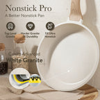 Carote Nonstick Cookware Sets, 24 Pcs Granite Non Stick Pots and Pans Set, Induction Cookware, White