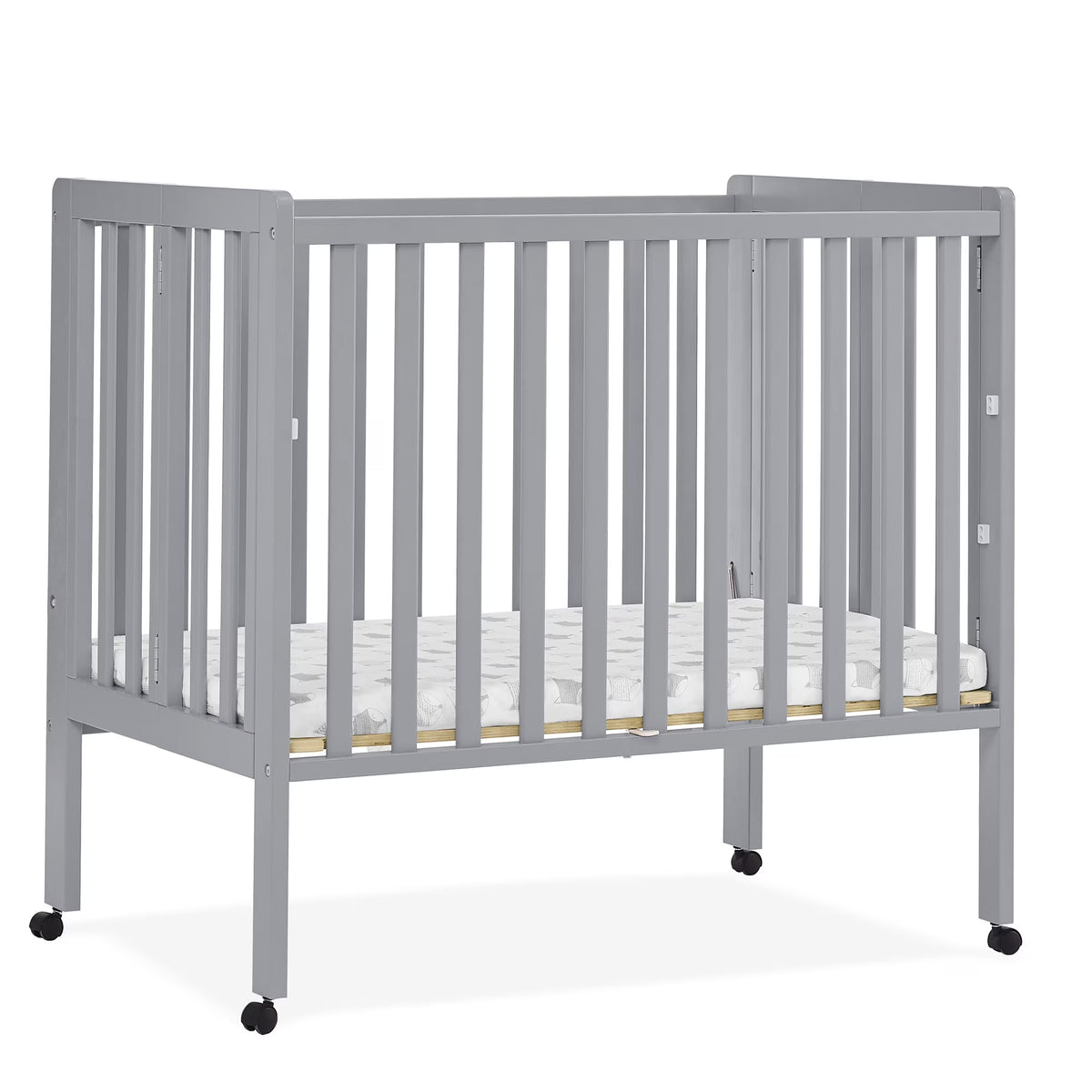 Delta Children Lee Portable Folding Mini Crib with 1.5-Inch Mattress - Greenguard Gold Certified, Bianca White