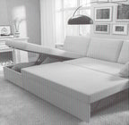 VANACC Sofa Bed, Adult Sleeper Sofa with Storage Chaise, Pull Out Couch for Bed Room, Gray Chenille