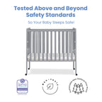 Delta Children Lee Portable Folding Mini Crib with 1.5-Inch Mattress - Greenguard Gold Certified, Bianca White