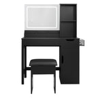 Mainstays Get Ready with Me GRWM Deluxe 2-Piece Vanity and Stool with Lighted Mirror and USB Power, White Finish