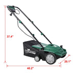Dethatcher and Scarifier, Seizeen 16-Inch Lawn Dethatcher Scarifier 2-IN-1 Gardening Equipment, Powerful 15 Amp Electric Dethatcher & Scarifier, Height Adjustable, 58QT Removable Thatch Bag