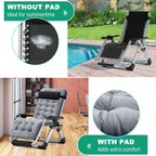 NAIZEA 2 Pack Zero Gravity Chair, Foldable Portable Lawn Recliner with Cushion, Headrest, Cup Holder, Black