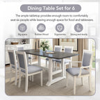 Harper & Bright Designs Farmhouse 7 Pieces Extendable Dining Table Set for 6, Solid Wood Kitchen Table with Butterfly Leaf and 6 Upholstered Chairs, Brown