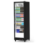 Garvee Commercial Refrigerator,12.4 Cu.ft Display Fridge Merchandiser Upright Beverage Cooler,Single Glass Door Fridge with Adjustable Shelves & LED Lighting,Black