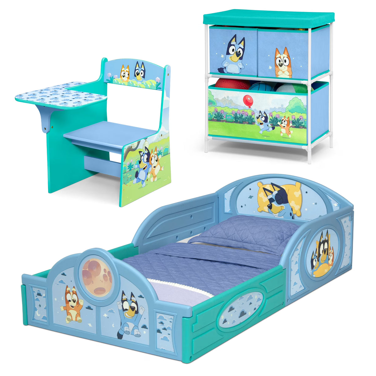 Bluey 3-Piece Toddler Bedroom Set by Delta Children, Blue