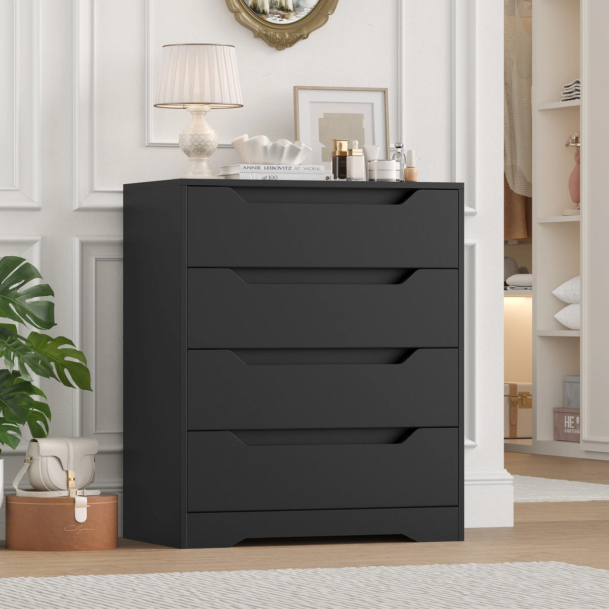 Homfa 4 Large Drawers Dresser, Modern Wood Chest of Drawers for Bedroom Hallway Living Room, White