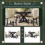 Besthome Farmhouse Extendable Round Kitchen Dining Room Table Set with Upholstered Chairs of 4, 5 Piece Round Dining Table Set with Extendable Table, Espresso