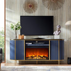 OKD Luxury Fireplace TV Stand for TVs Up to 80 inches, 70" Modern Fluted Entertainment Center with Electric Fireplace, Media Console TV Stand for Living Room,Natural Oak